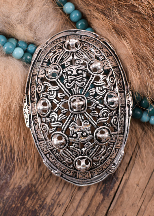 Wikinger Schalenfibel P51 versilbert – historische Gewandschließe