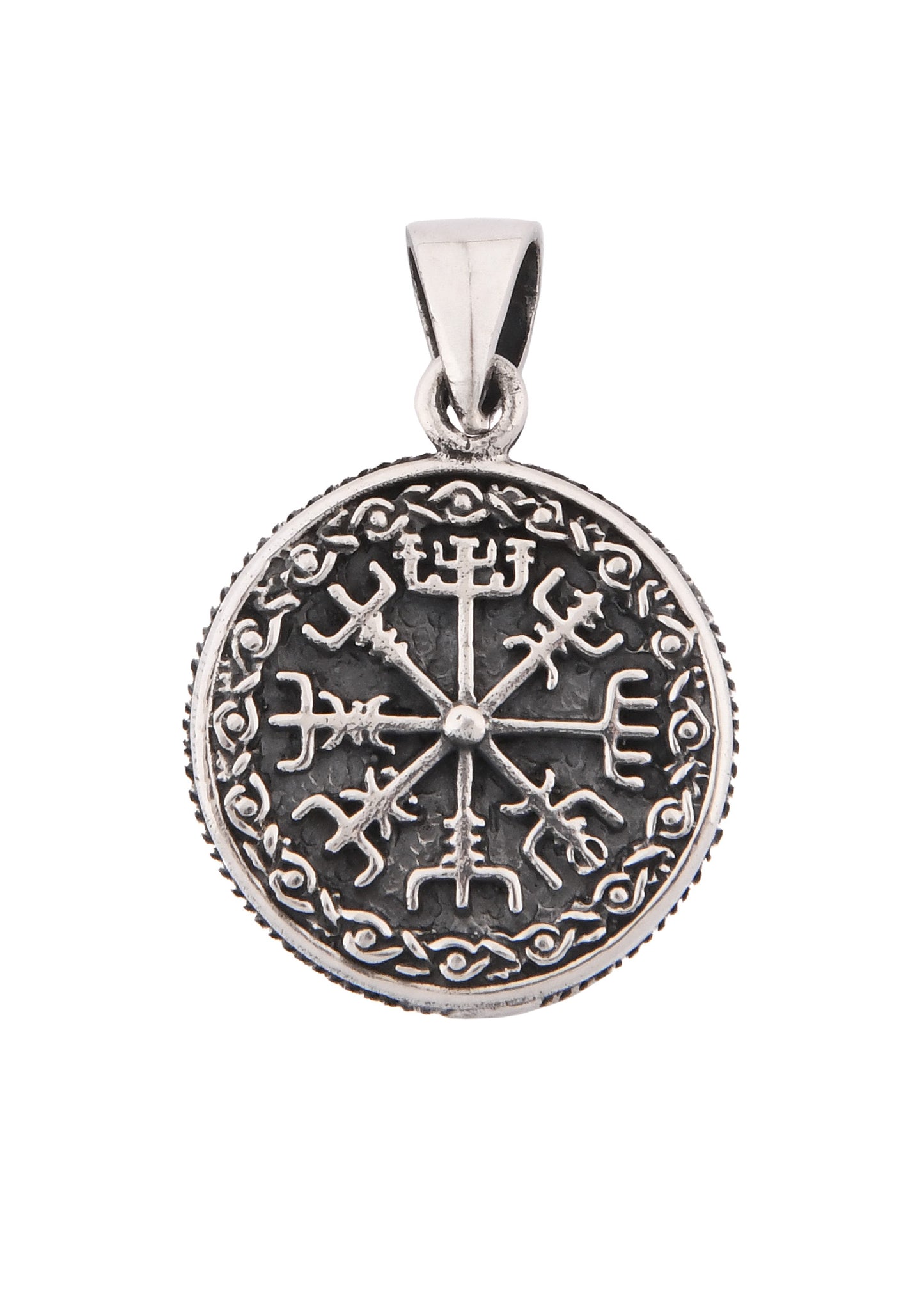 Vegvísir Anhänger Silber – Wikinger Kompass Kettenanhänger aus 925 Sterling Silber