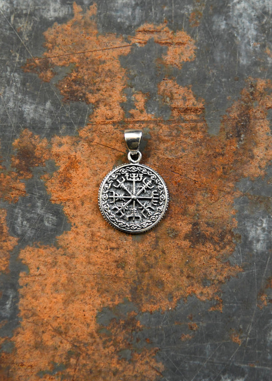 Vegvísir Anhänger Silber – Wikinger Kompass Kettenanhänger aus 925 Sterling Silber