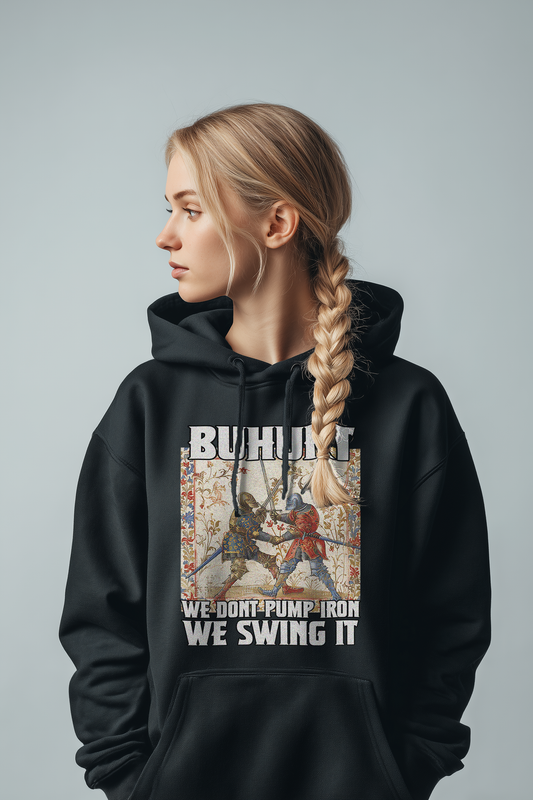 Stundenbuch – We Don’t Pump Iron We Swing It – Buhurt Damen Hoodie