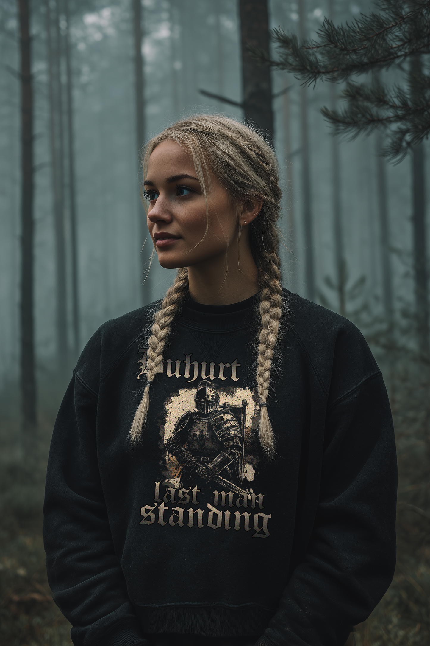 Damen Bio Boxcut Sweatshirt | Buhurt „Last Man Standing“ | Boxcut Frauen Pullover