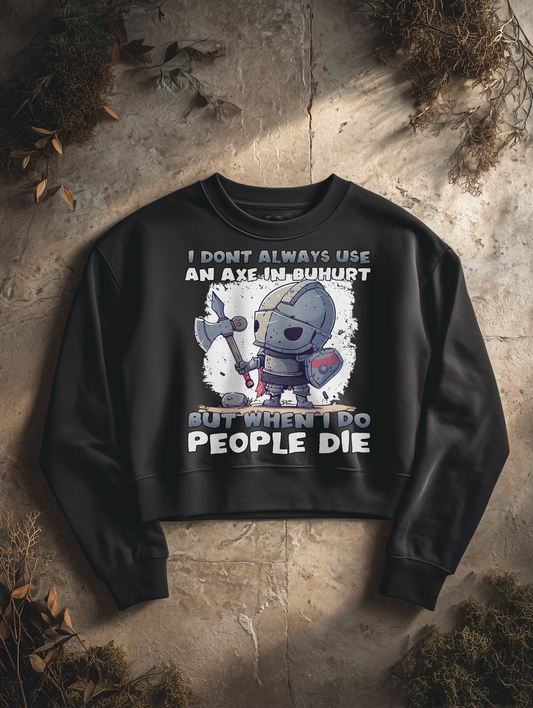 Damen Bio Boxcut Sweatshirt – „Chibi Buhurt Axe Knight“