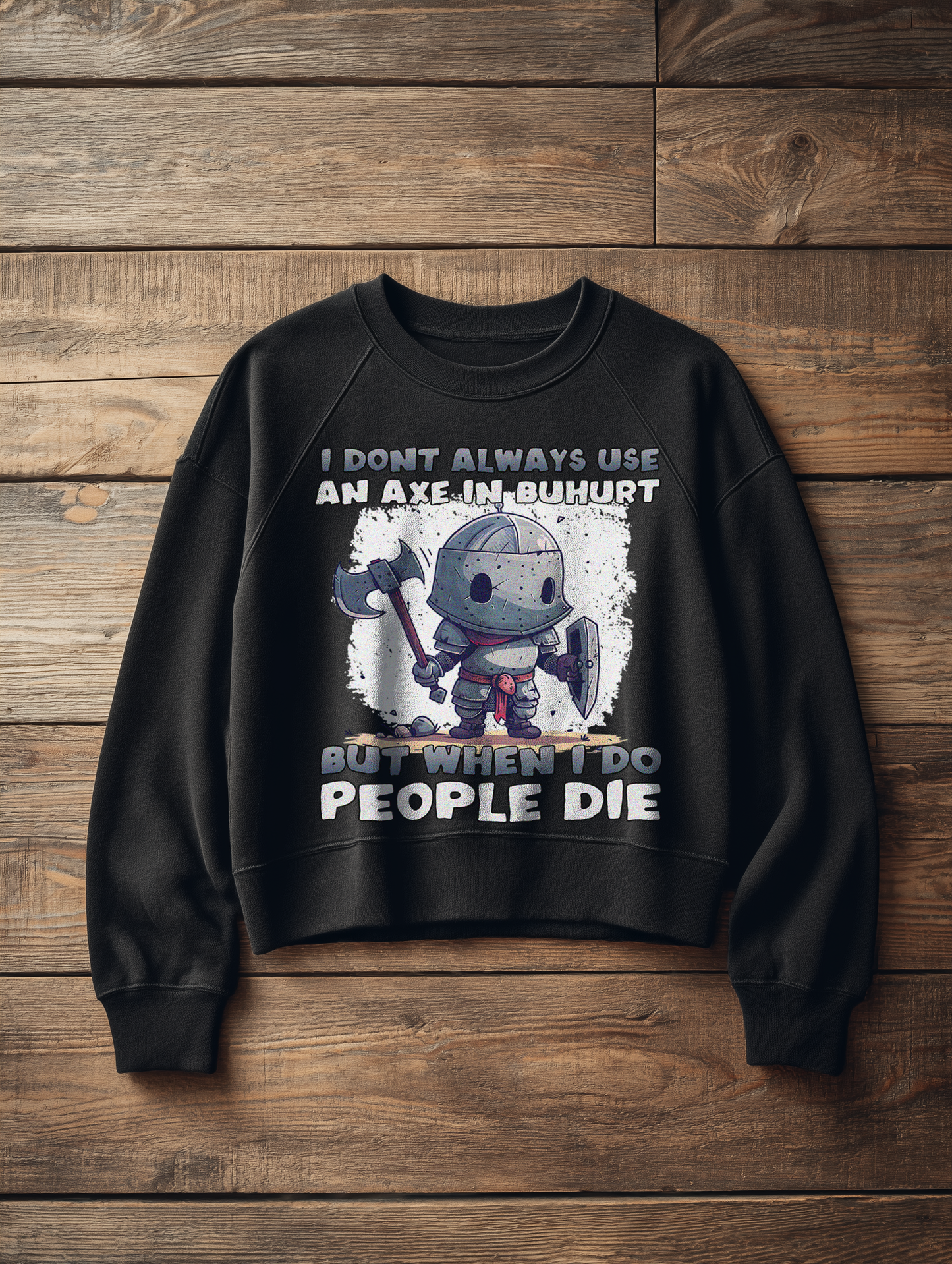 Frauen Bio Boxcut Sweatshirt – Chibi Buhurt Ritter mit sarkastischem Spruch