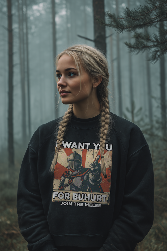Buhurt Boxcut Damen Sweatshirt |„I want you – join the melee“ | Bouhourt Damen Pullover