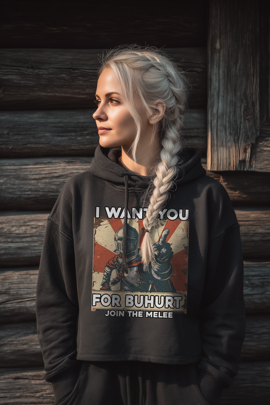 I Want You for Buhurt Damen Hoodie | Frauen Bio Boxcut Hoodie