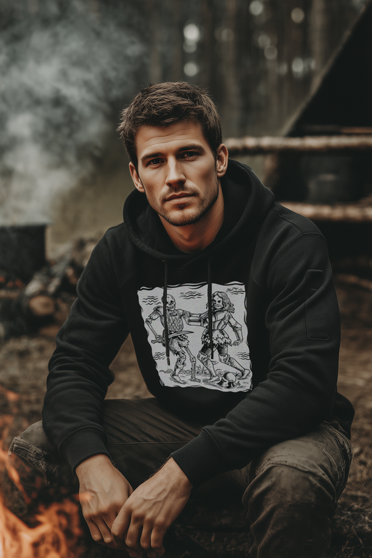 Buhurt Herren Hoodie – Totentanz Ritter Holzschnitt