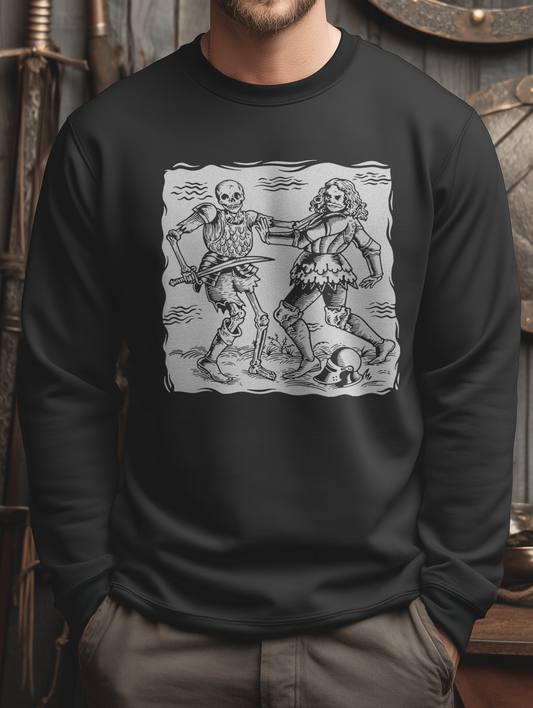 Buhurt Herren Premium Sweatshirt – Totentanz Ritter & Skelett
