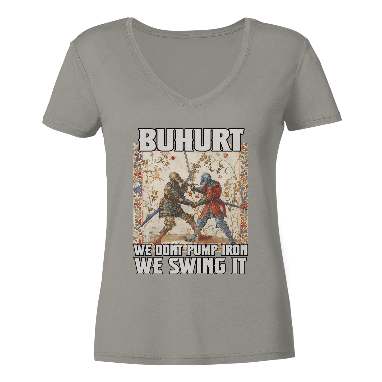 We don’t pump iron – we swing it | Damen Bio V-Neck T-Shirt