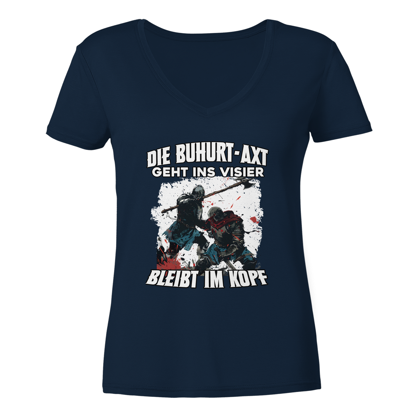 Buhurt Axt – bleibt im Kopf | Damen Bio V-Neck T-Shirt