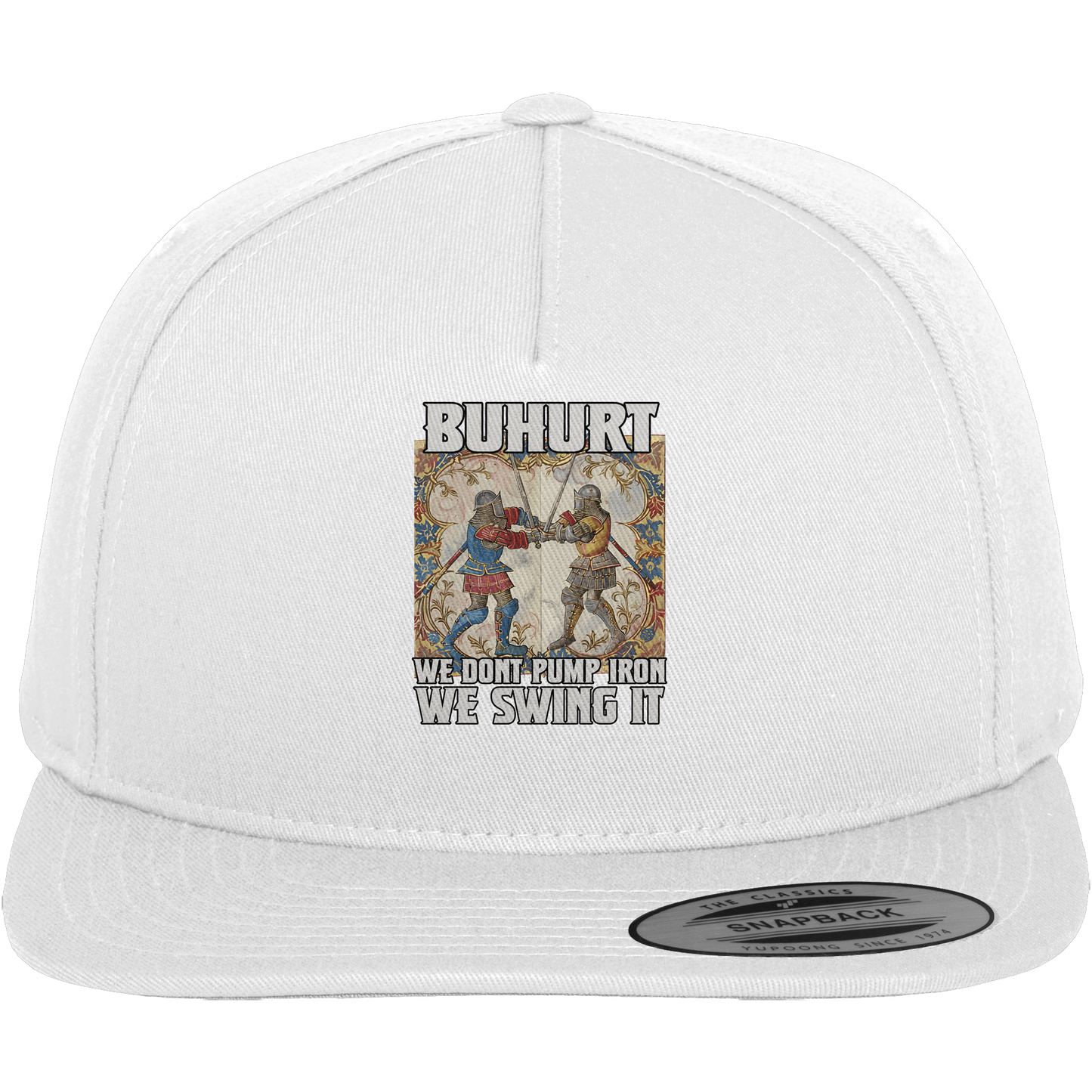 Buhurt Stundenbuch | We Don’t Pump Iron – We Swing It | Premium Snapback Cap