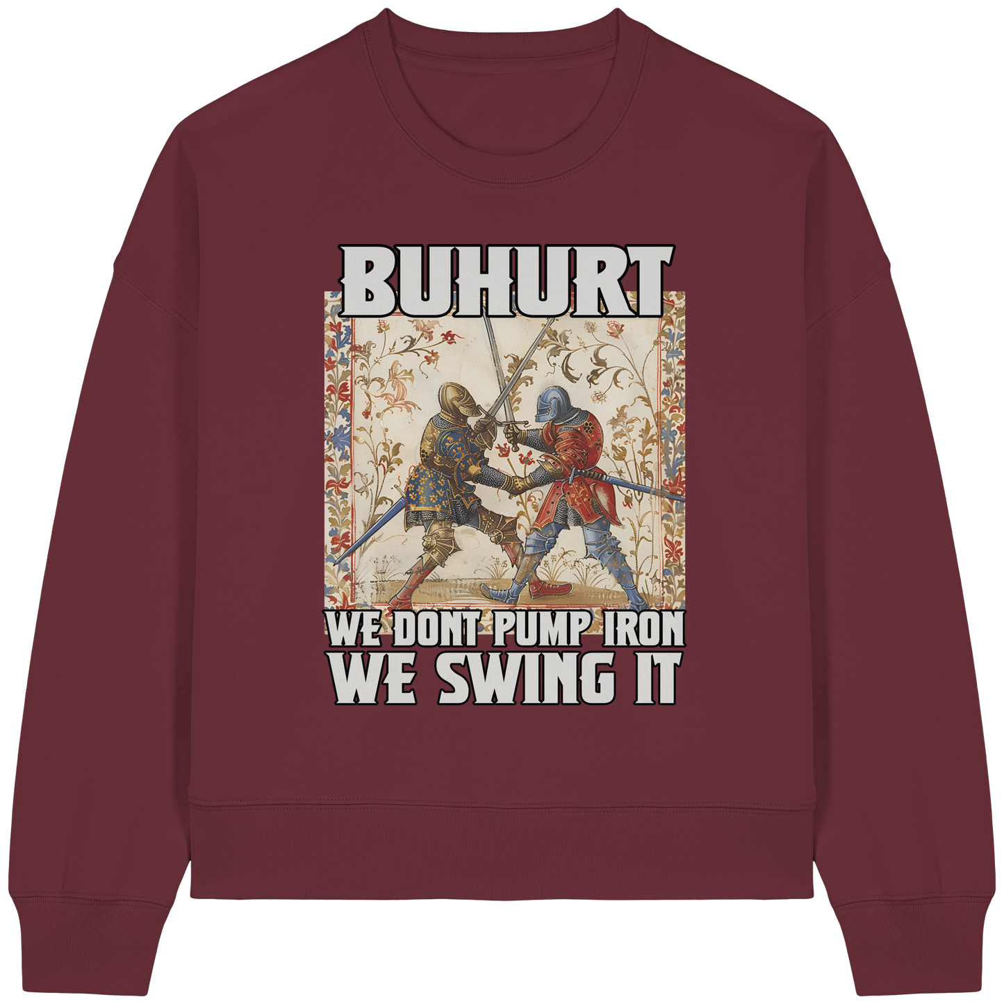 Buhurt Damen Boxcut Pullover | Buhurt „We swing it“ | Boxcut Sweatshirt