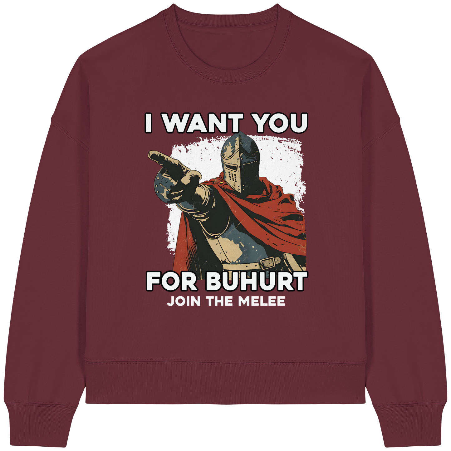 Buhurt Boxcut Damen Hoodie | „I want you – join the melee“ | Bouhourt Frauen Hoodie