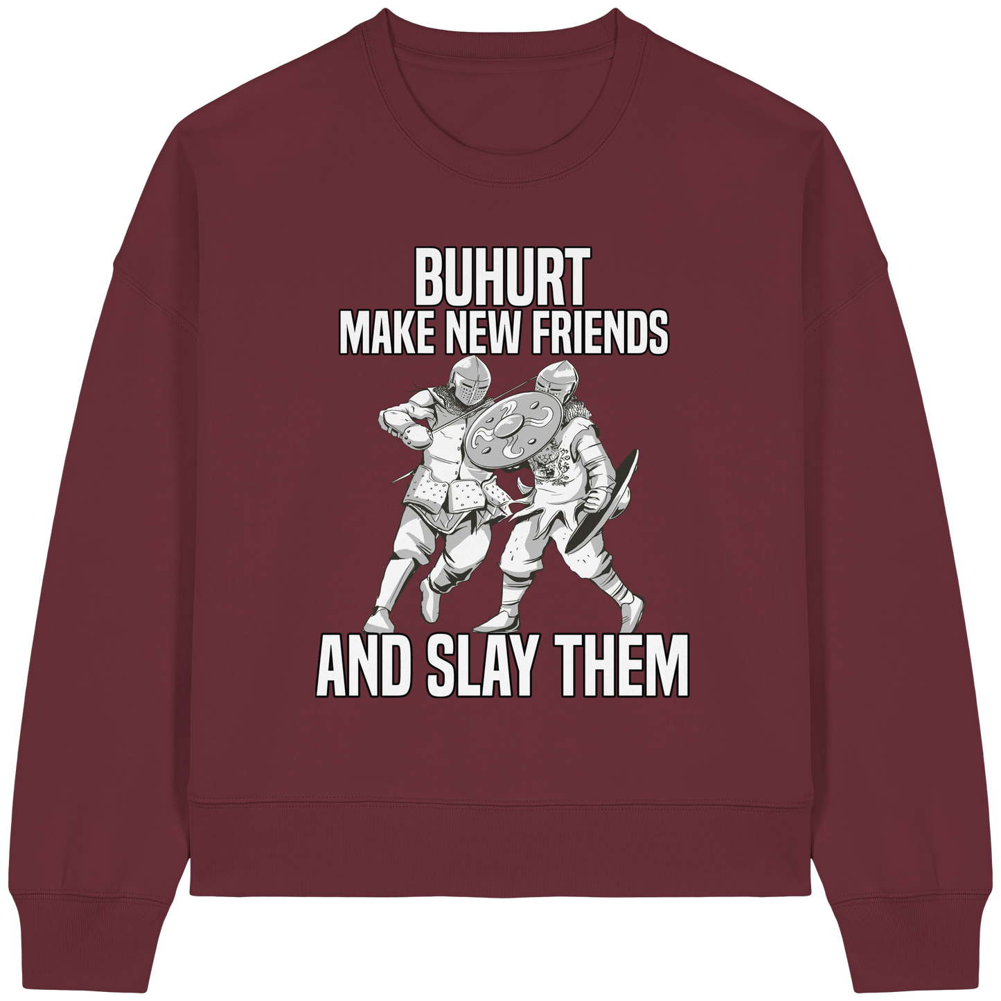 Make New Friends - Frauen Bio Buhurt Boxcut Sweatshirt