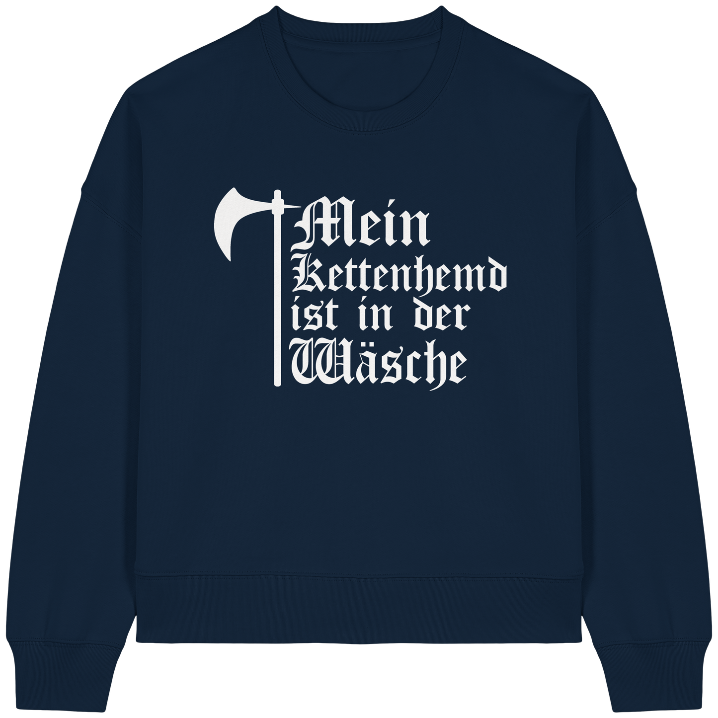 Kettenhemd ist in der Wäsche | Damen Bio Boxcut Sweatshirt | Frauen Boxcut Pullover