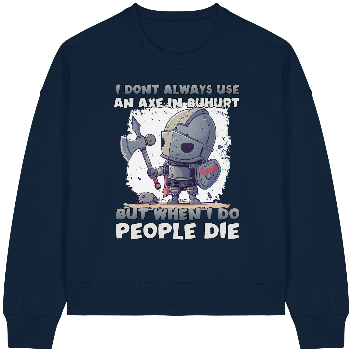Damen Bio Boxcut Sweatshirt – „Chibi Buhurt Axe Knight“