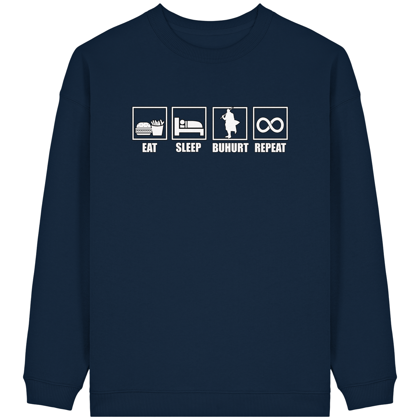Buhurt Oversized Damen Pullover | Eat Sleep Repeat Buhurt | Bouhourt Frauen Sweatshirt