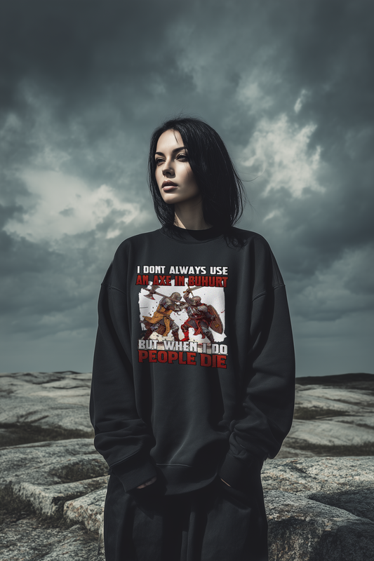 Frauen Bio Oversized Buhurt Sweatshirt - Buhurt „Axe in Buhurt – People Die“