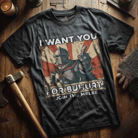 Buhurt Herren Premium T-Shirt | „I want you – join the melee“ | Bouhourt Männer Shirt