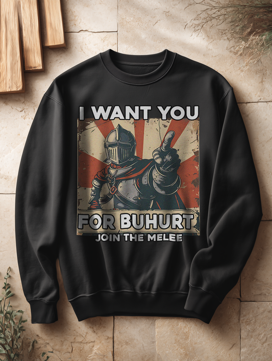 Buhurt Oversized Damen Pullover | „I want you – join the melee“ | Bouhourt Oversized Sweatshirt