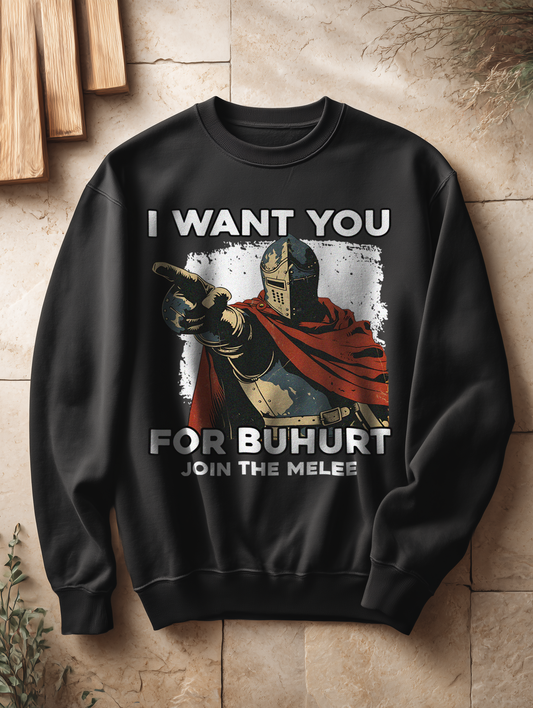 Buhurt Oversized Damen Pullover |„I want you – join the melee“ | Bouhourt Frauen Sweatshirt