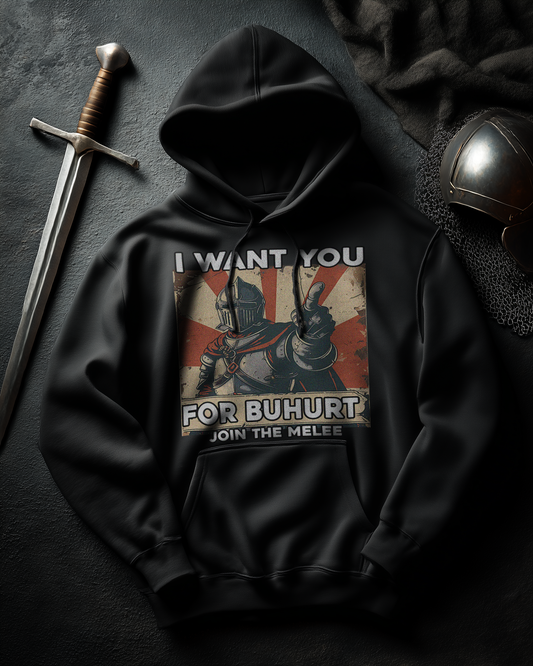 Buhurt Herren Hoodie | „I want you – join the melee“ | Bouhourt Männer Hoodie
