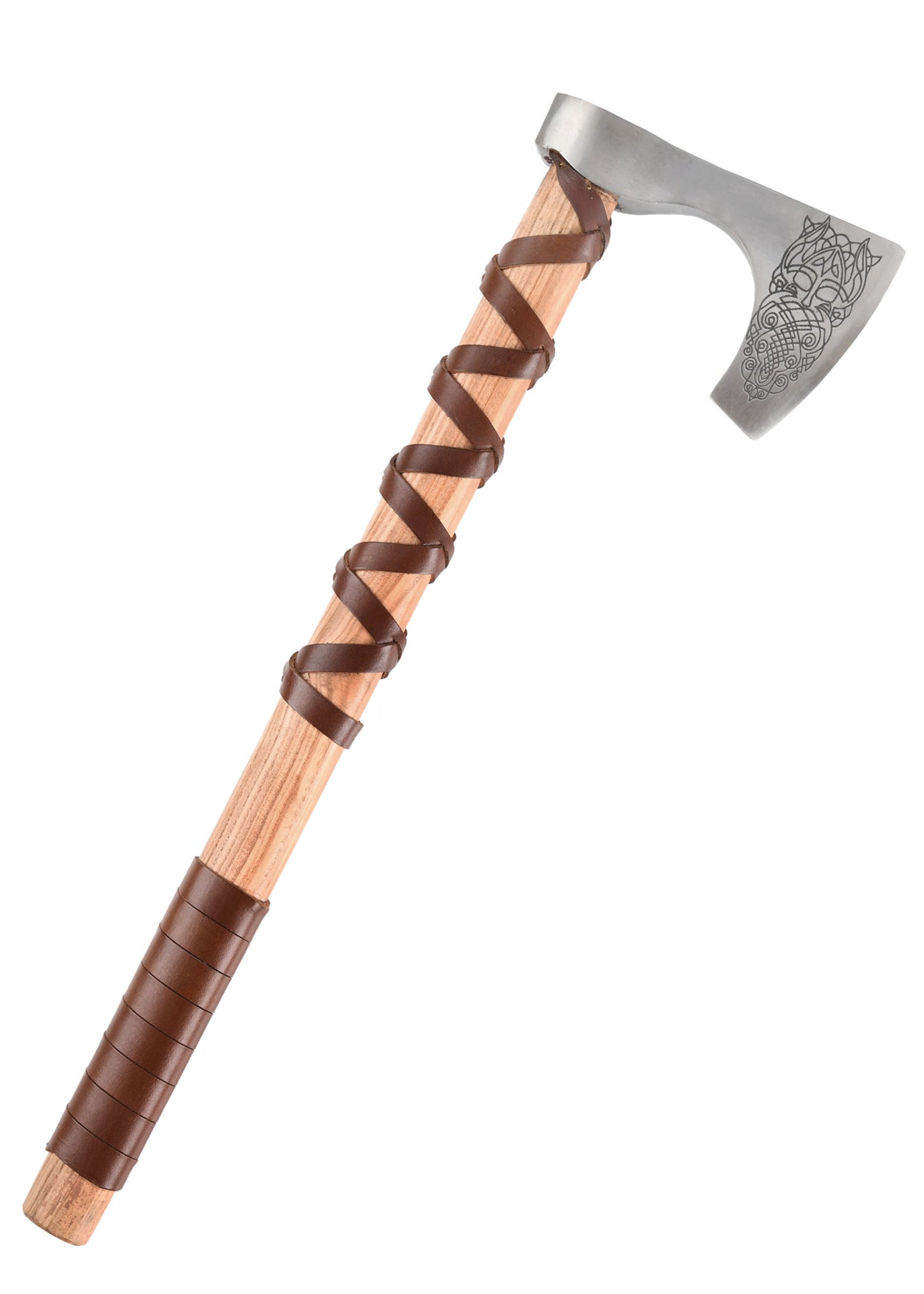 Wikinger Bartaxt Typ C – Petersen Wikinger-Axt mit Gravur & Lederwicklung
