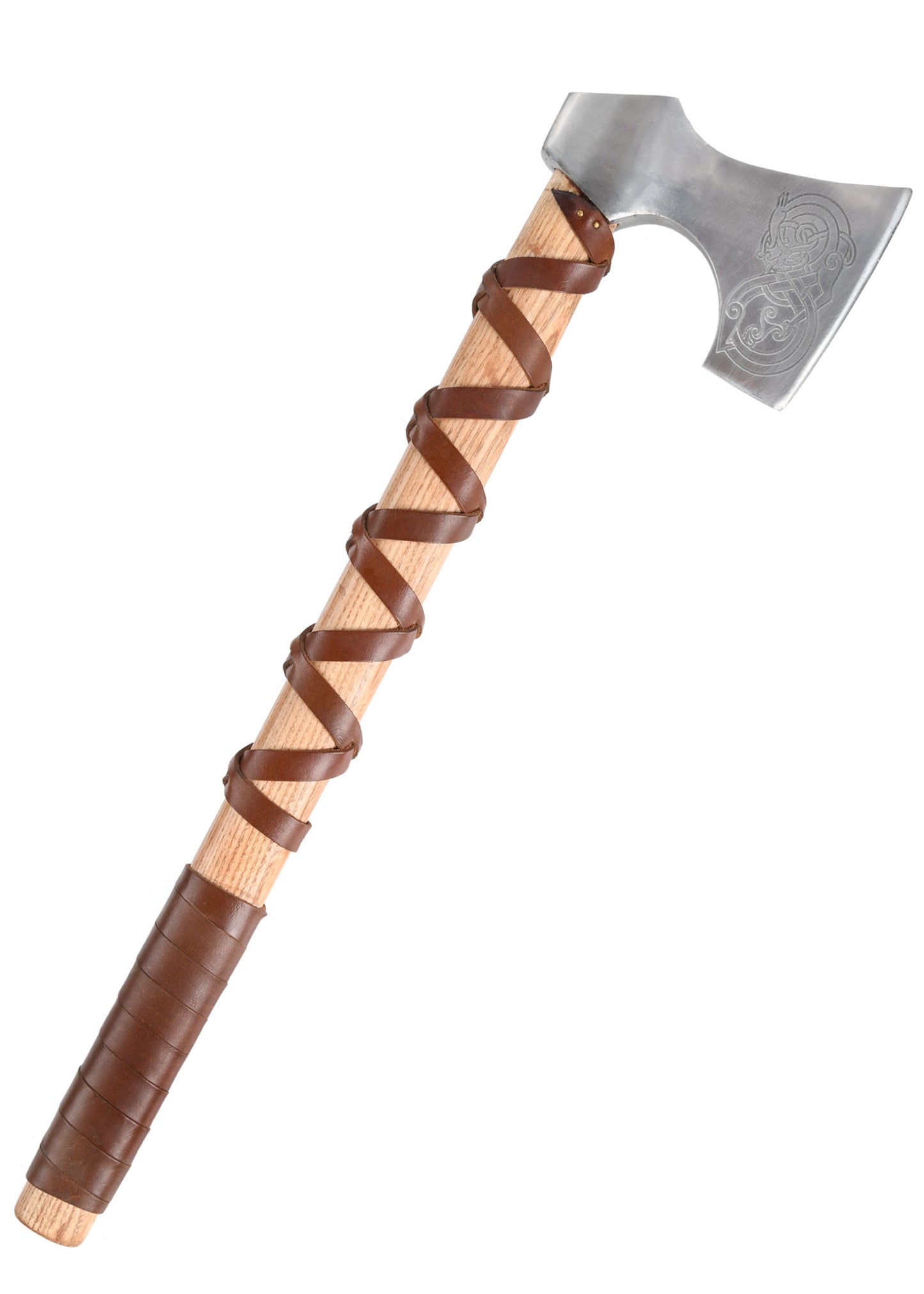 Wikinger Bartaxt Typ D – Petersen Wikinger-Axt mit Gravur & Lederwicklung