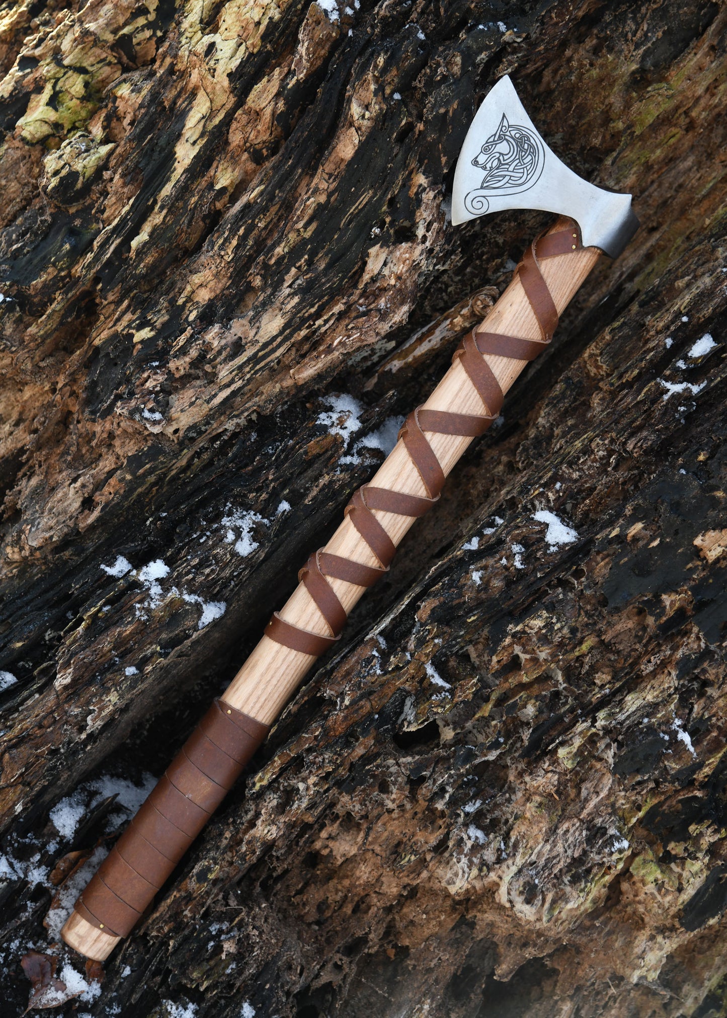 Wikinger Axt Typ G – Petersen Wikinger-Axt mit Gravur & Lederwicklung
