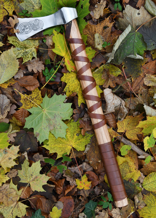 Wikinger Axt Typ A – Petersen Wikinger-Axt mit Gravur & Lederwicklung