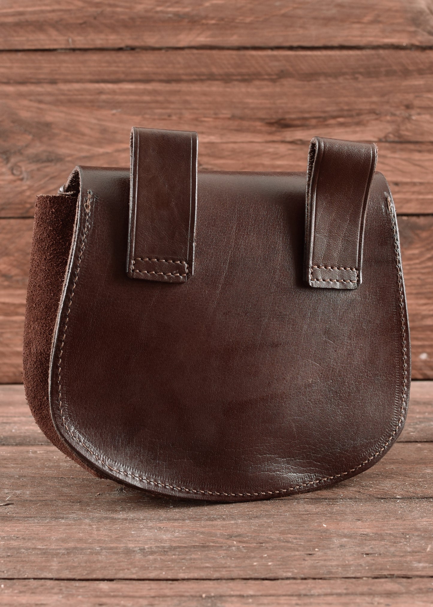 Wikinger Gürteltasche aus Leder mit Thorshammer-Prägung – Braun