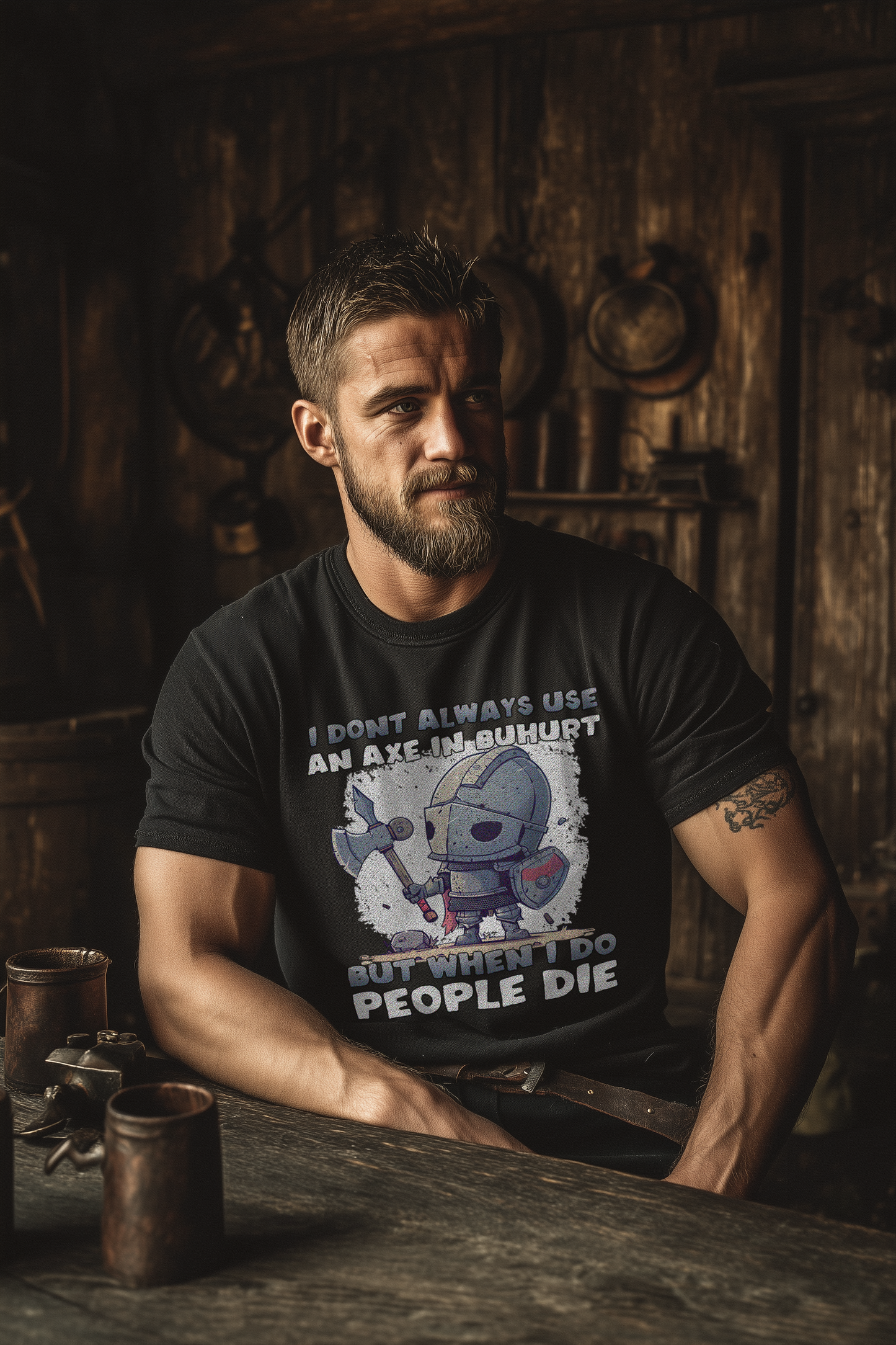 Buhurt Herren Premium T-Shirt – „Chibi Buhurt Axe Knight“