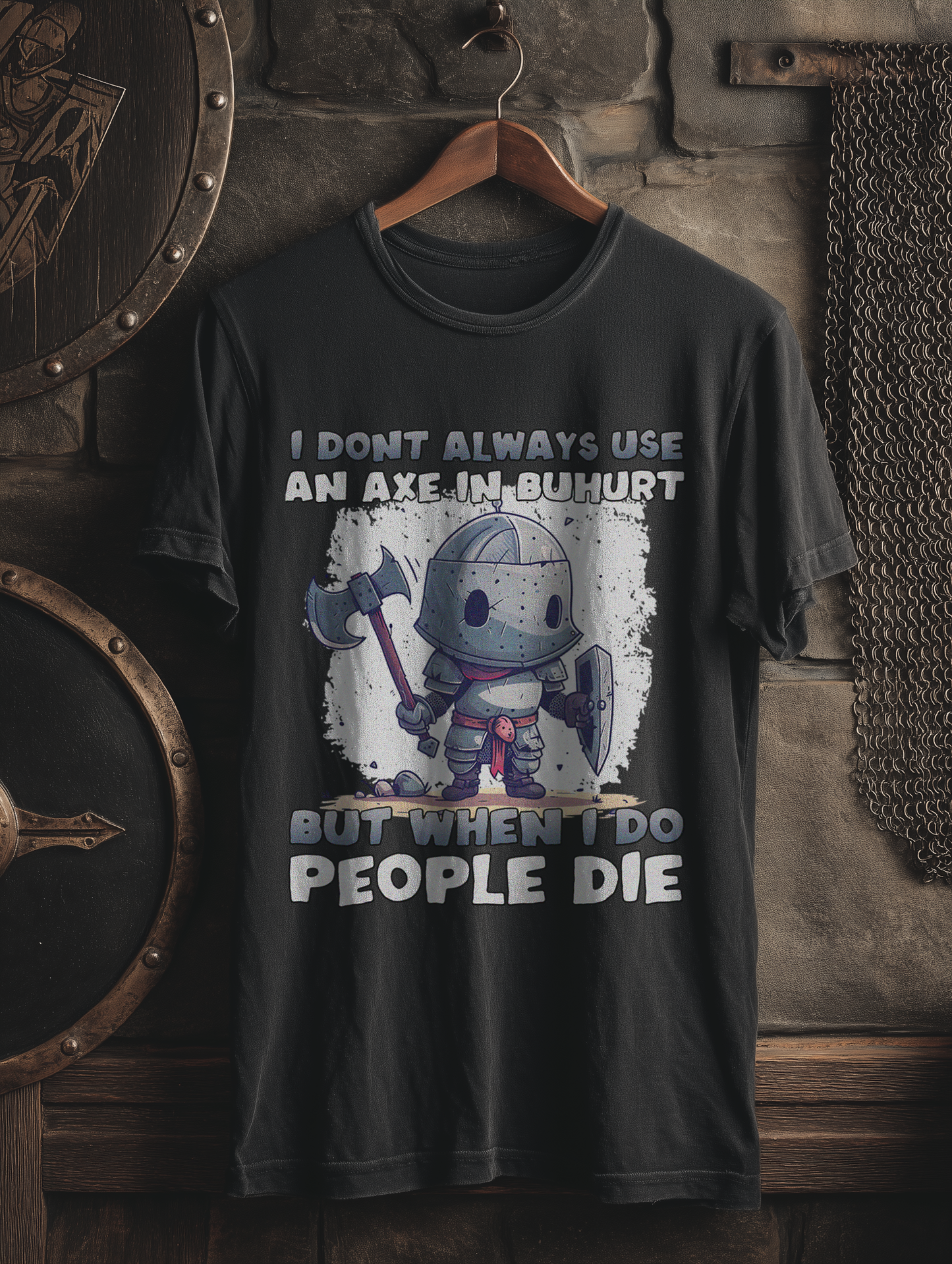 Buhurt Herren Premium T-Shirt - Buhurt Chibi Ritter Streitaxt