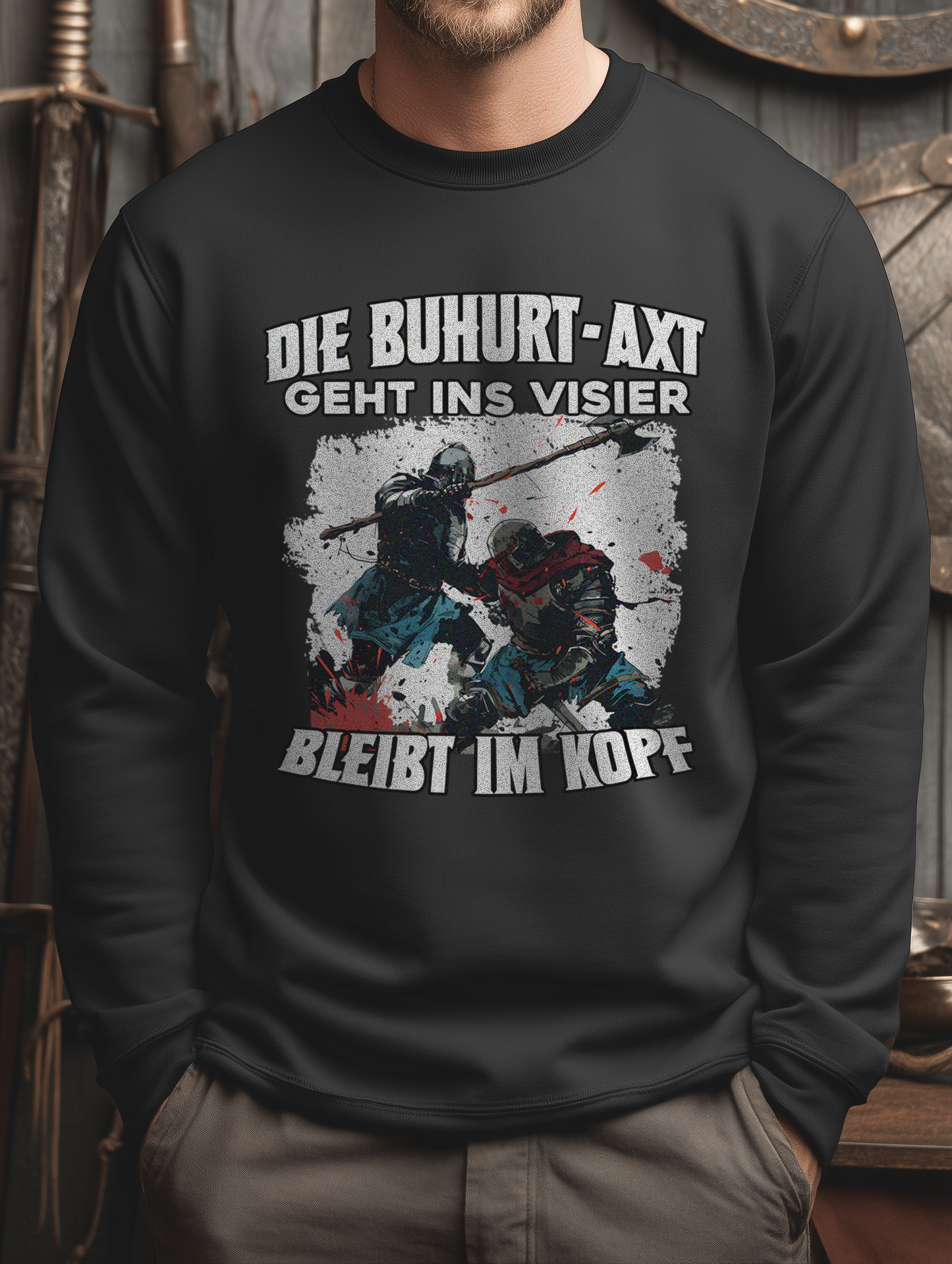 Herren Premium Buhurt Pullover | Bleibt Im Kopf| Buhurt Sweatshirt
