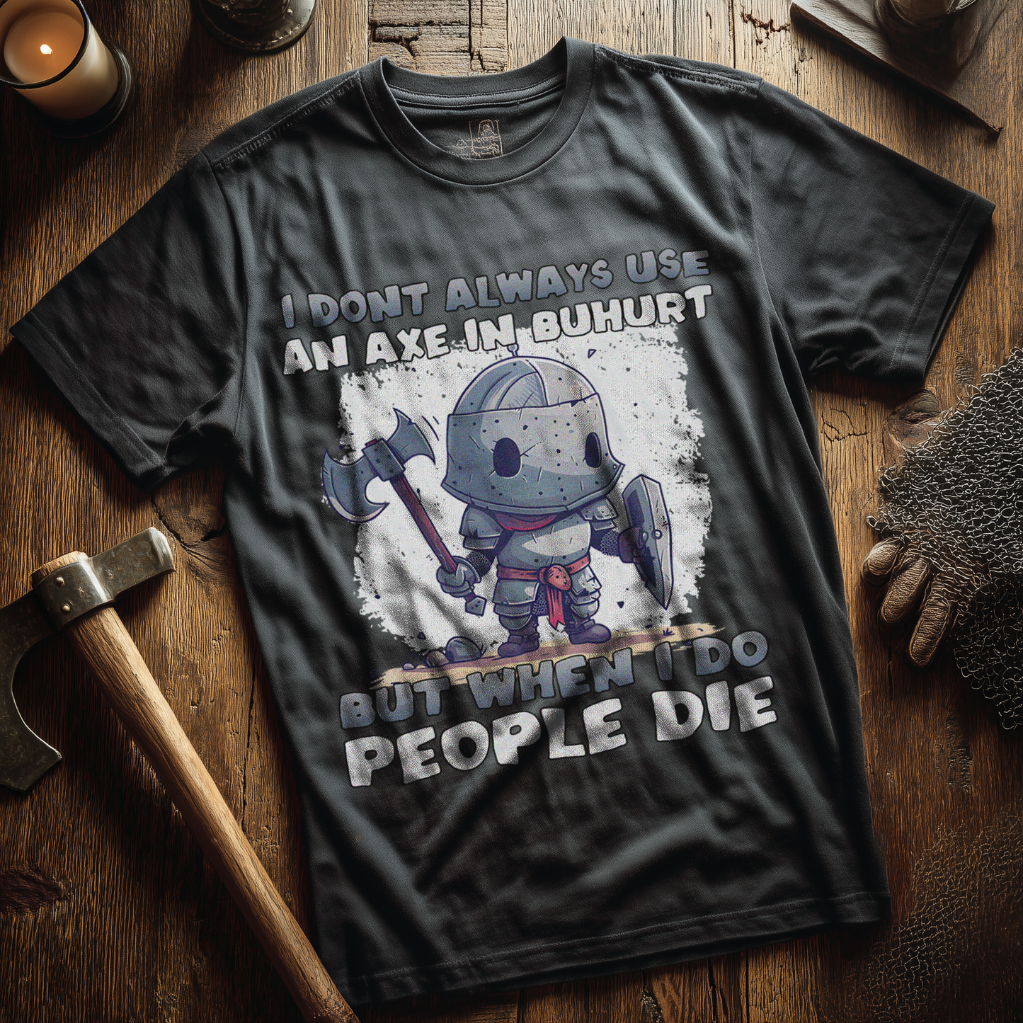 Buhurt Herren Premium T-Shirt - Buhurt Chibi Ritter Streitaxt