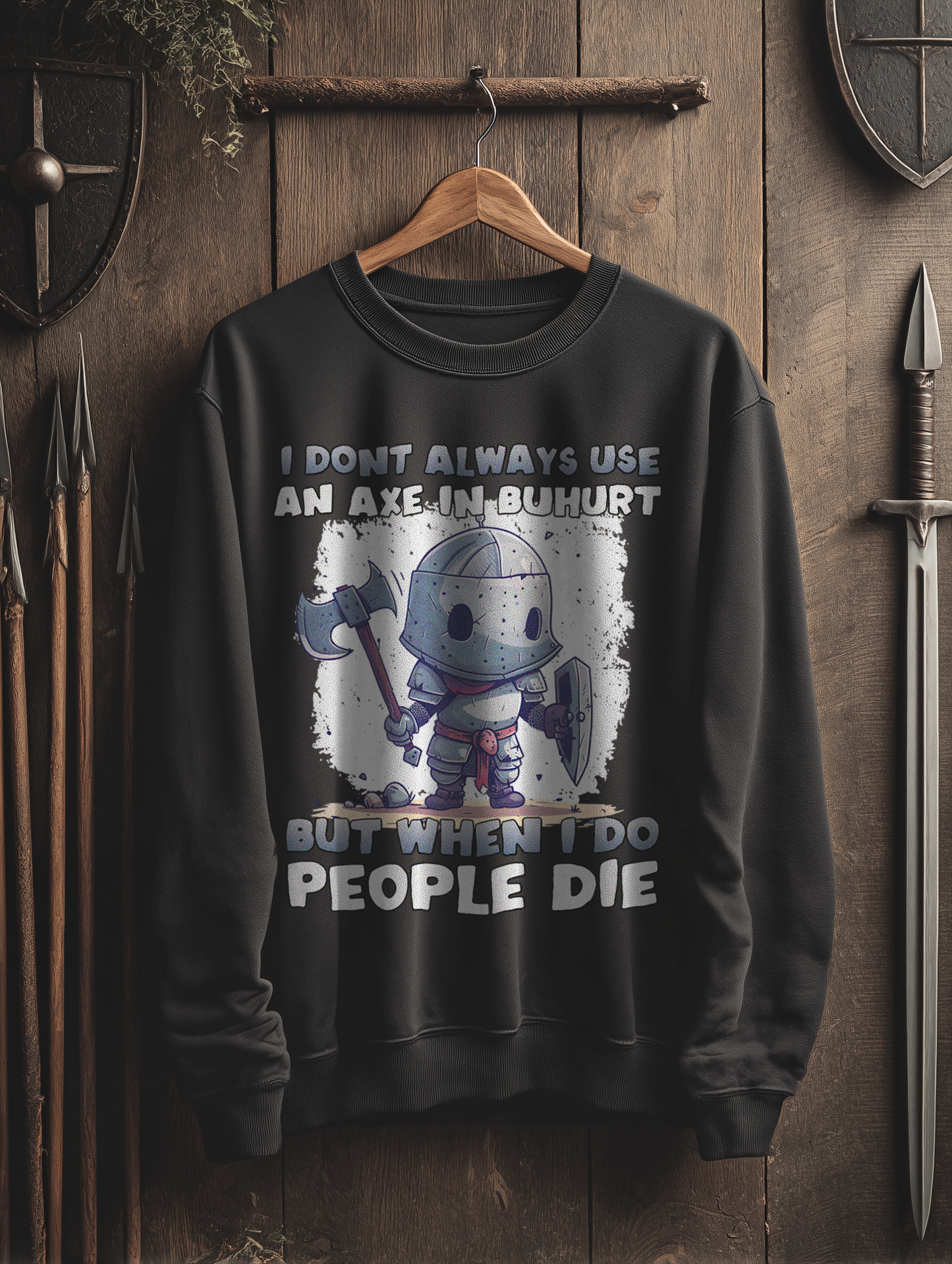 Buhurt Herren Premium Sweatshirt - Buhurt Chibi Ritter Streitaxt