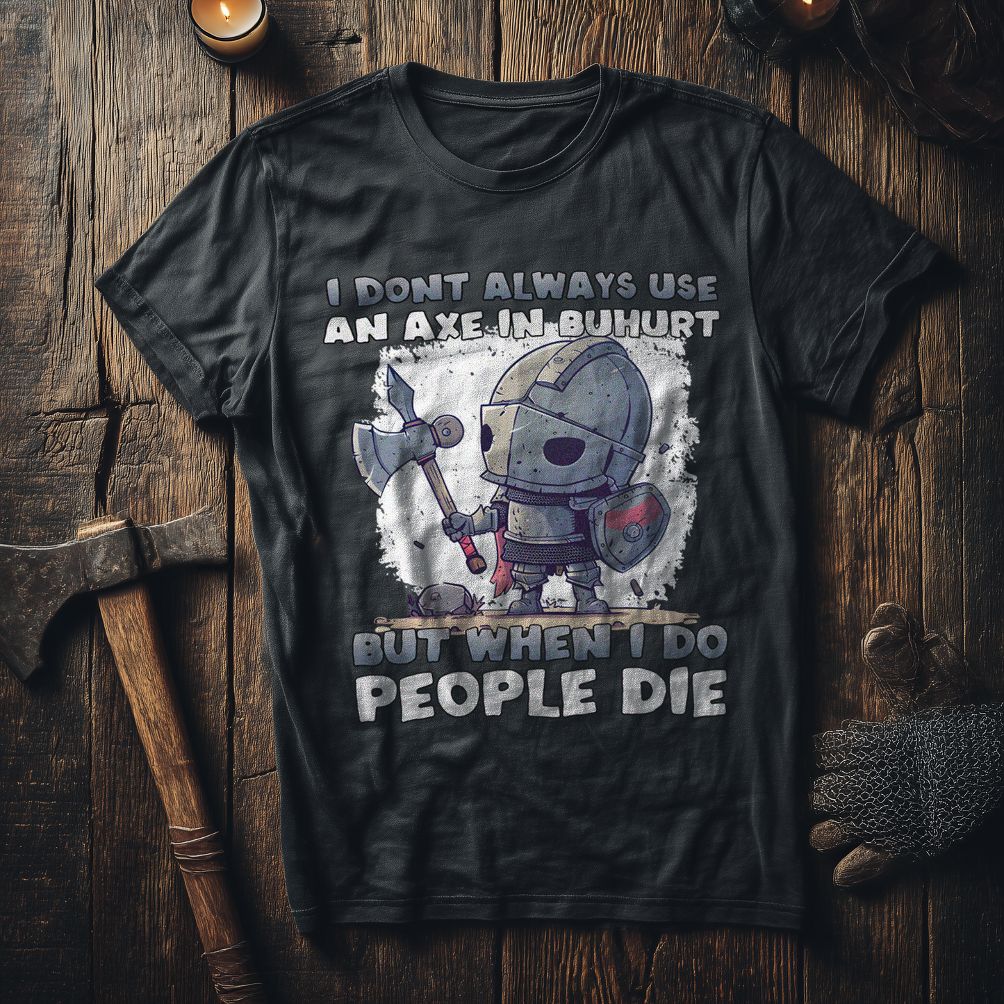 Buhurt Herren Premium T-Shirt – „Chibi Buhurt Axe Knight“