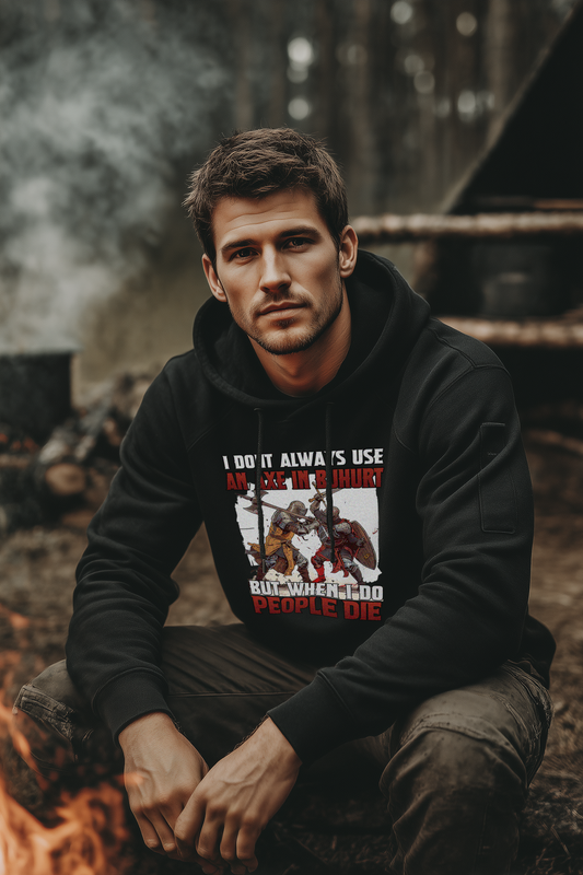 Bouhourt Herren Hoodie – Buhurt „Axe in Buhurt – People Die“ Männer Bouhourt Hoodie