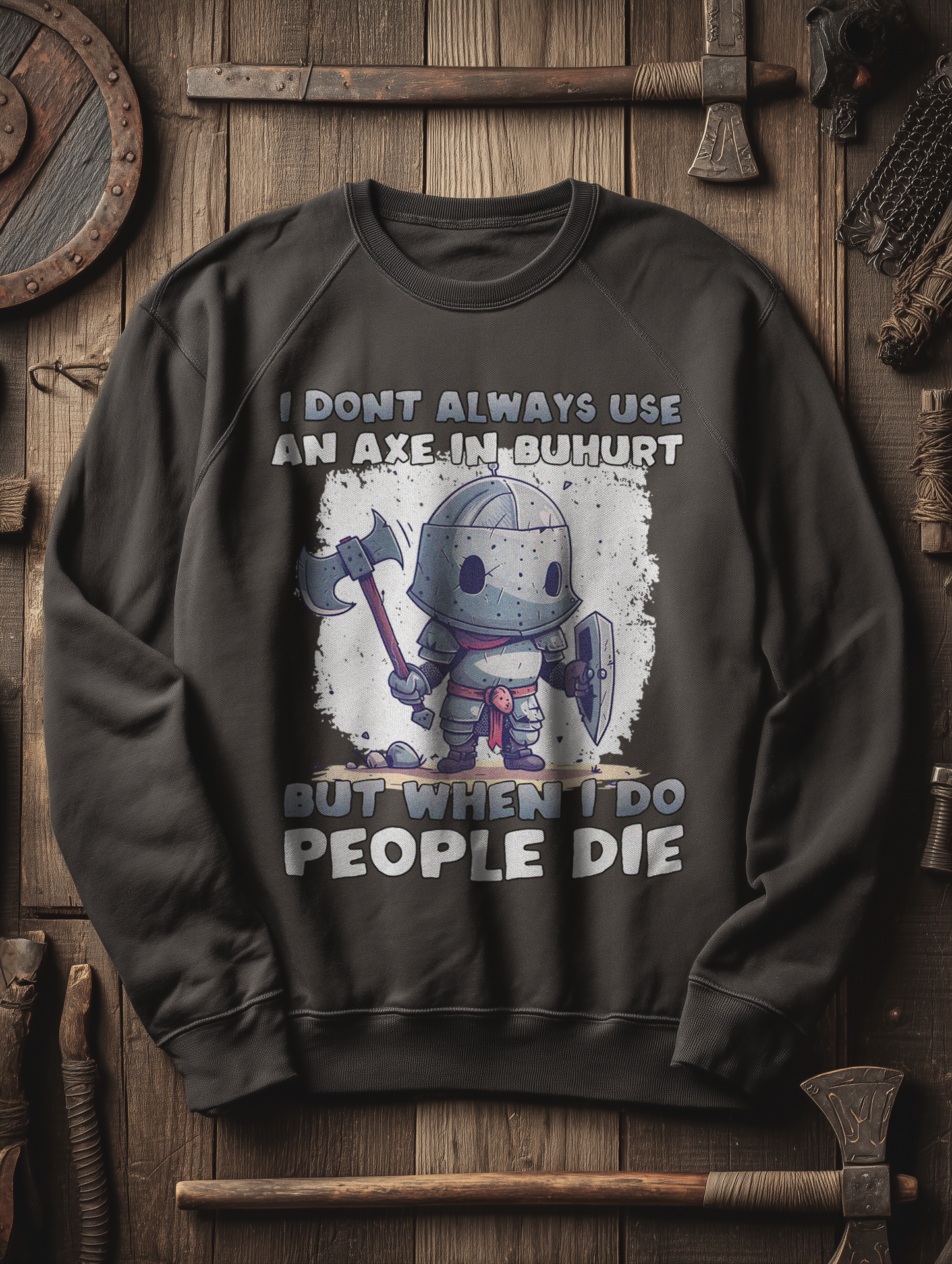 Buhurt Herren Premium Sweatshirt - Buhurt Chibi Ritter Streitaxt