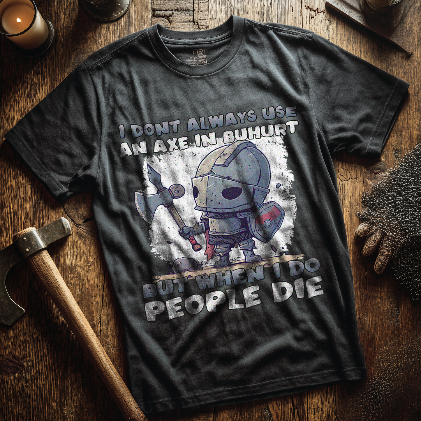 Buhurt Herren Premium T-Shirt – „Chibi Buhurt Axe Knight“
