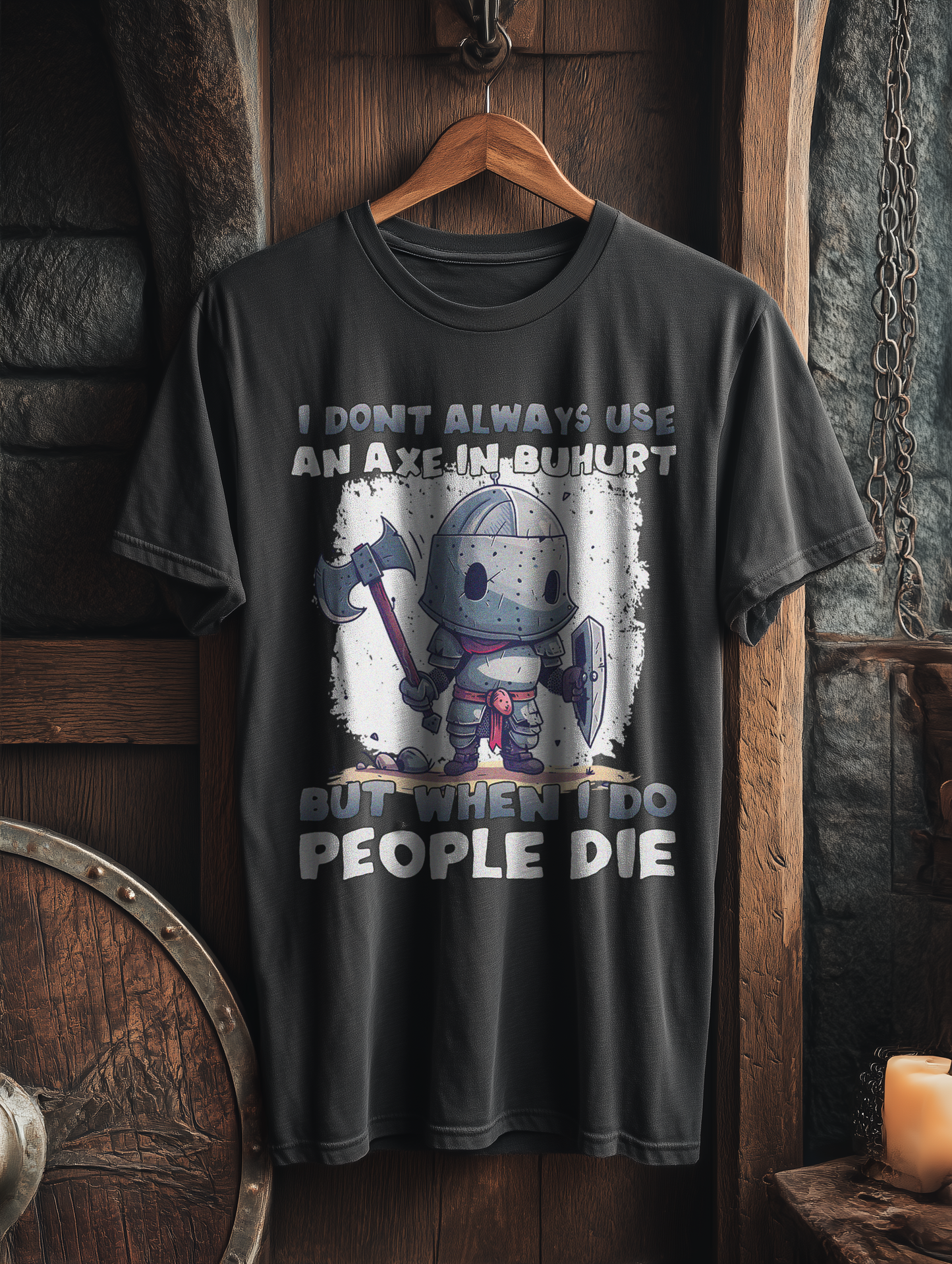 Buhurt Herren Premium T-Shirt - Buhurt Chibi Ritter Streitaxt