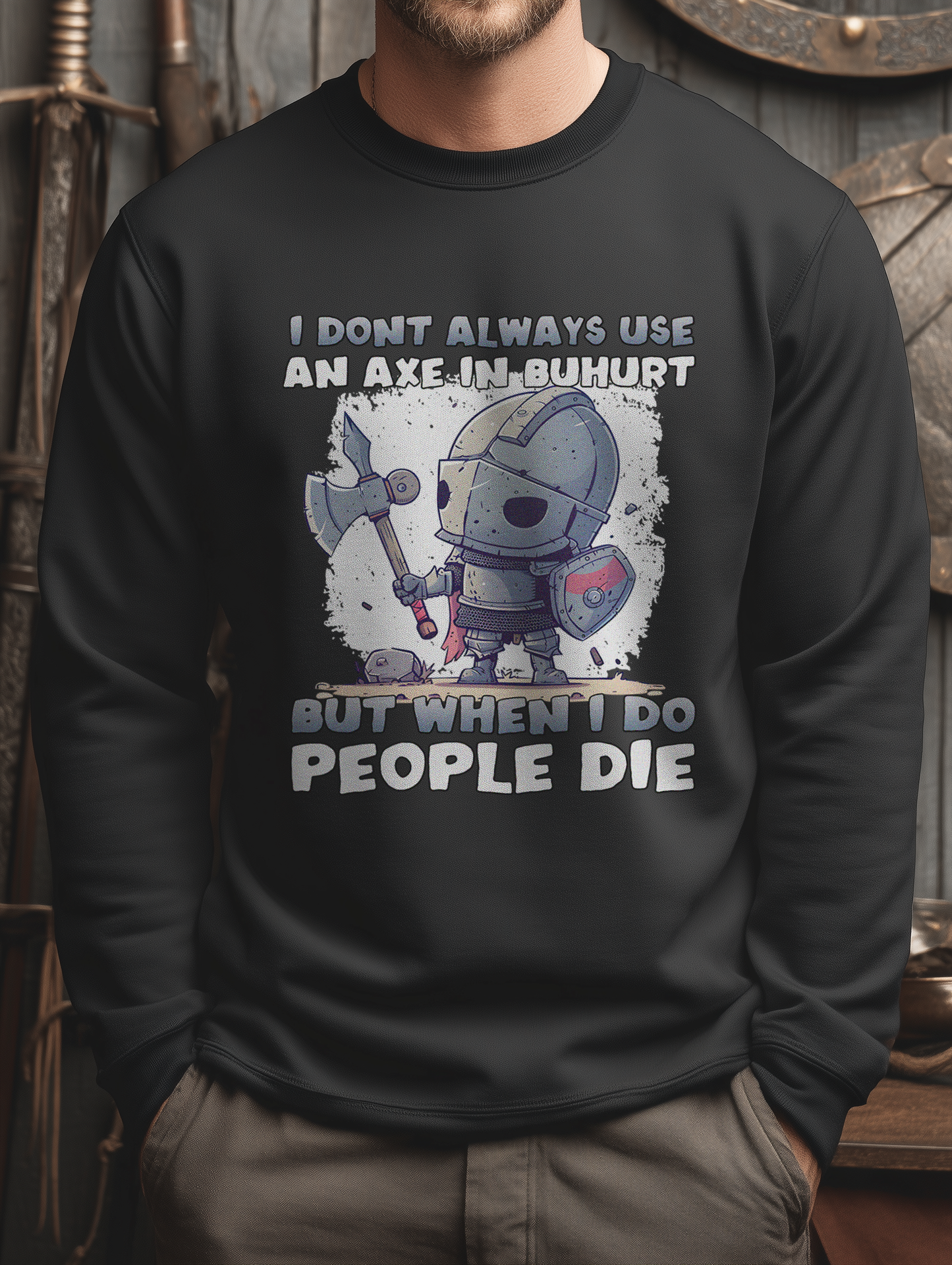Buhurt Herren Premium Sweatshirt– „Chibi Buhurt Axe Knight“