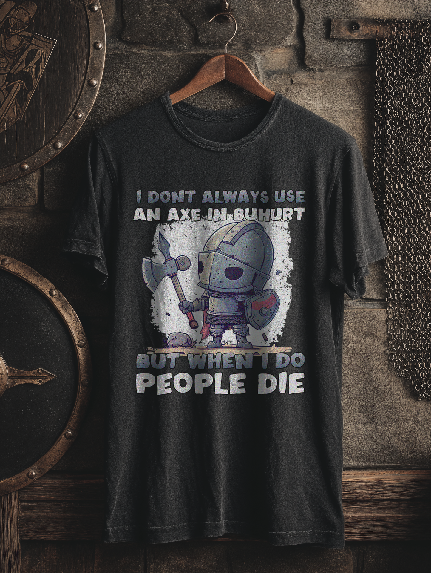Buhurt Herren Premium T-Shirt – „Chibi Buhurt Axe Knight“