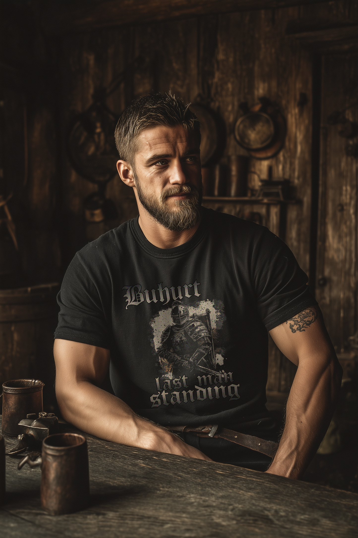 Herren Premium T-Shirt  | Buhurt „Last Man Standing“ | Bouhourt Shirt