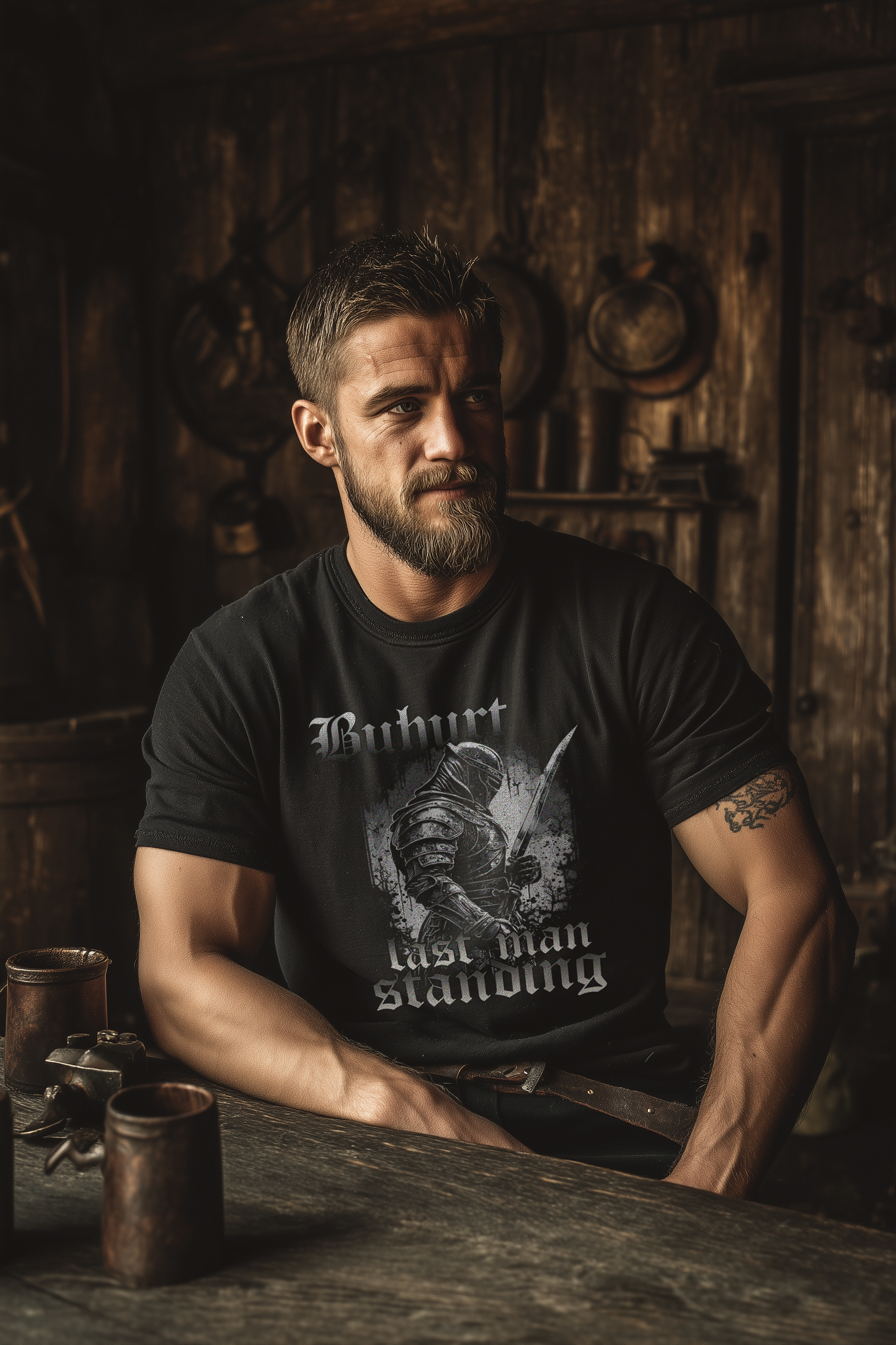 Buhurt Herren Premium T-Shirt- "Last Man Standing"  Herren Bouhourt Shirt