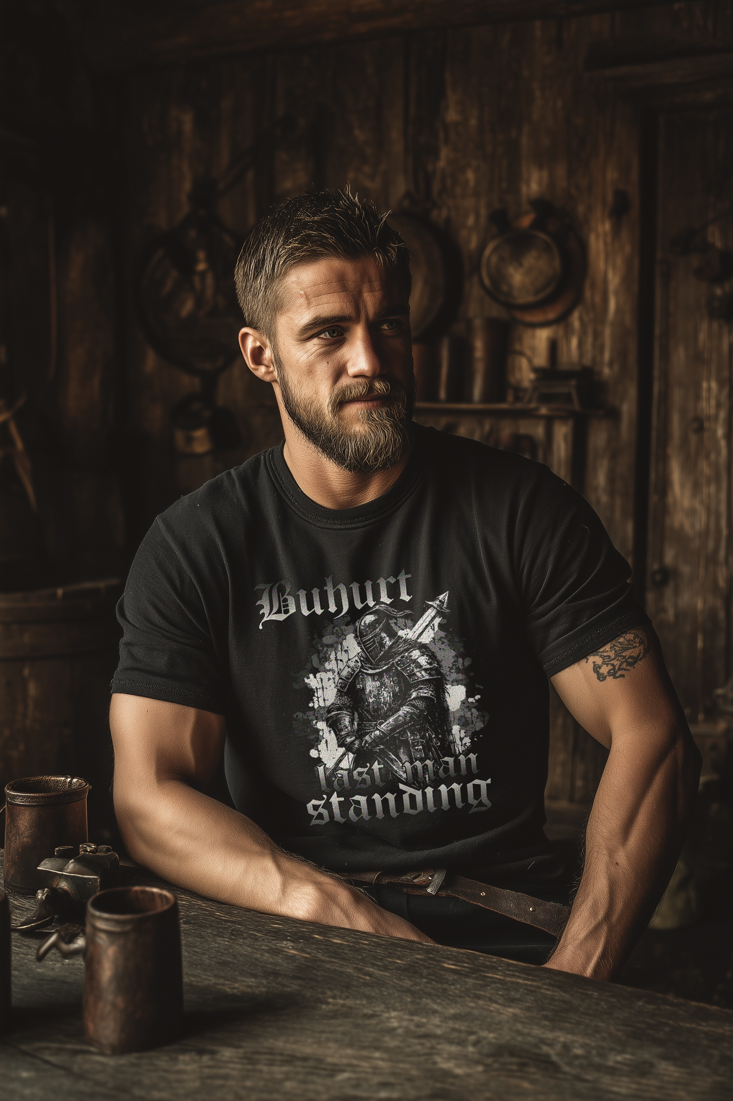 Buhurt Herren Premium T-Shirt | Last Man Standing | Bouhourt Männer Shirt