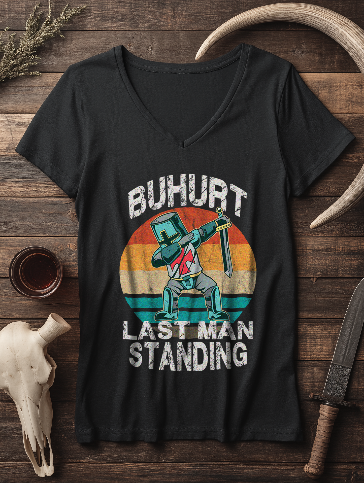 Dabbing Knight | Damen Bio V-Neck Shirt