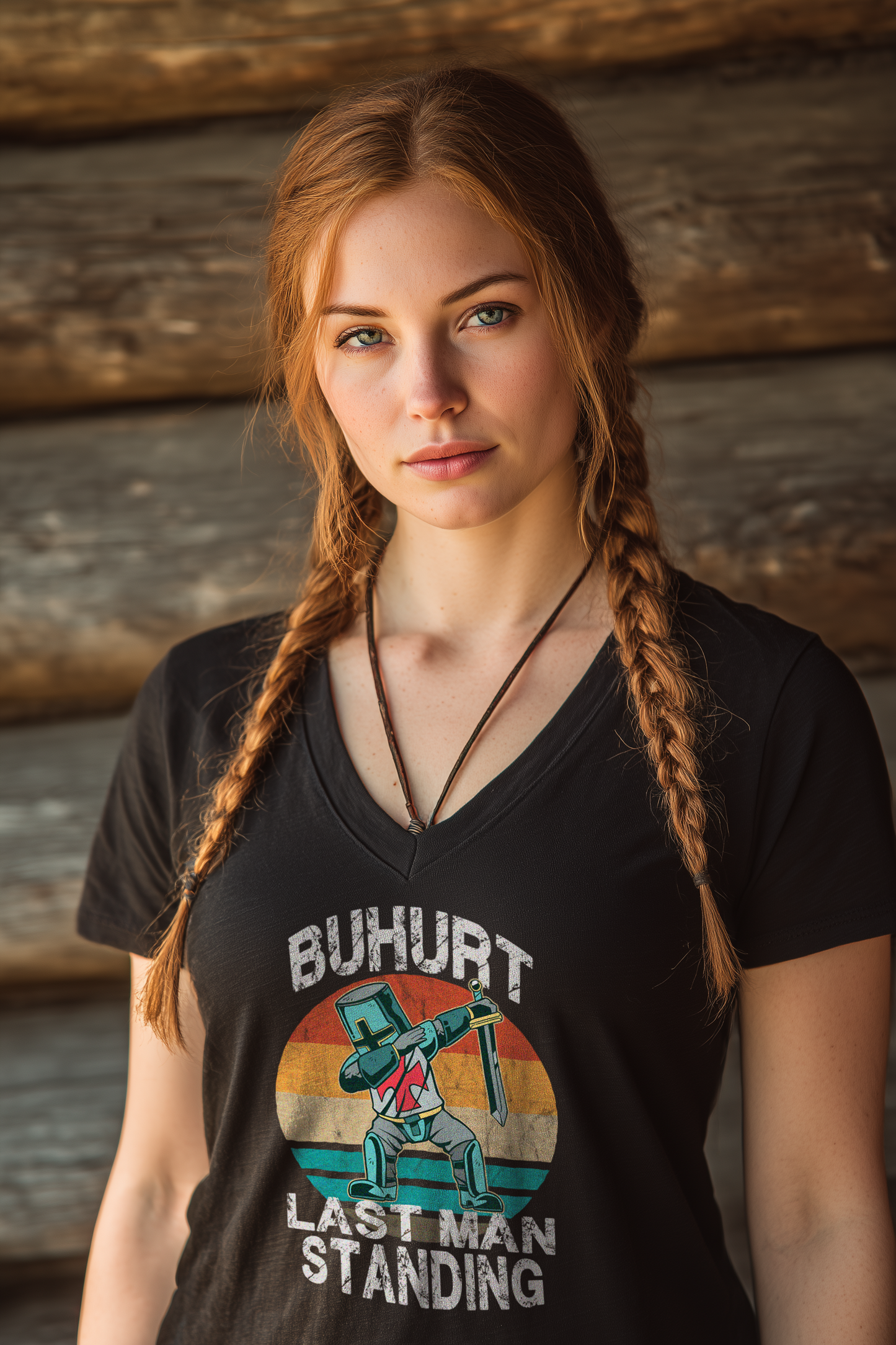 Dabbing Knight | Damen Bio V-Neck Shirt