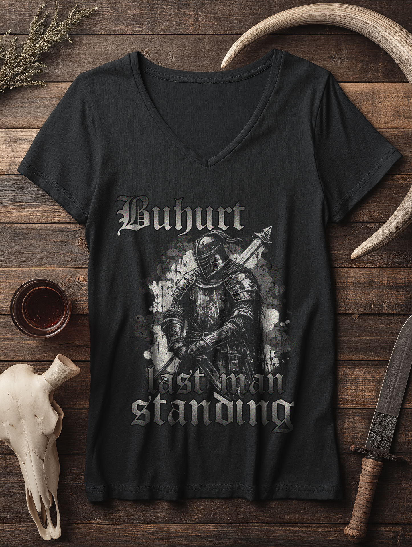 Buhurt – Last Man Standing | Damen Bio V-Neck T-Shirt
