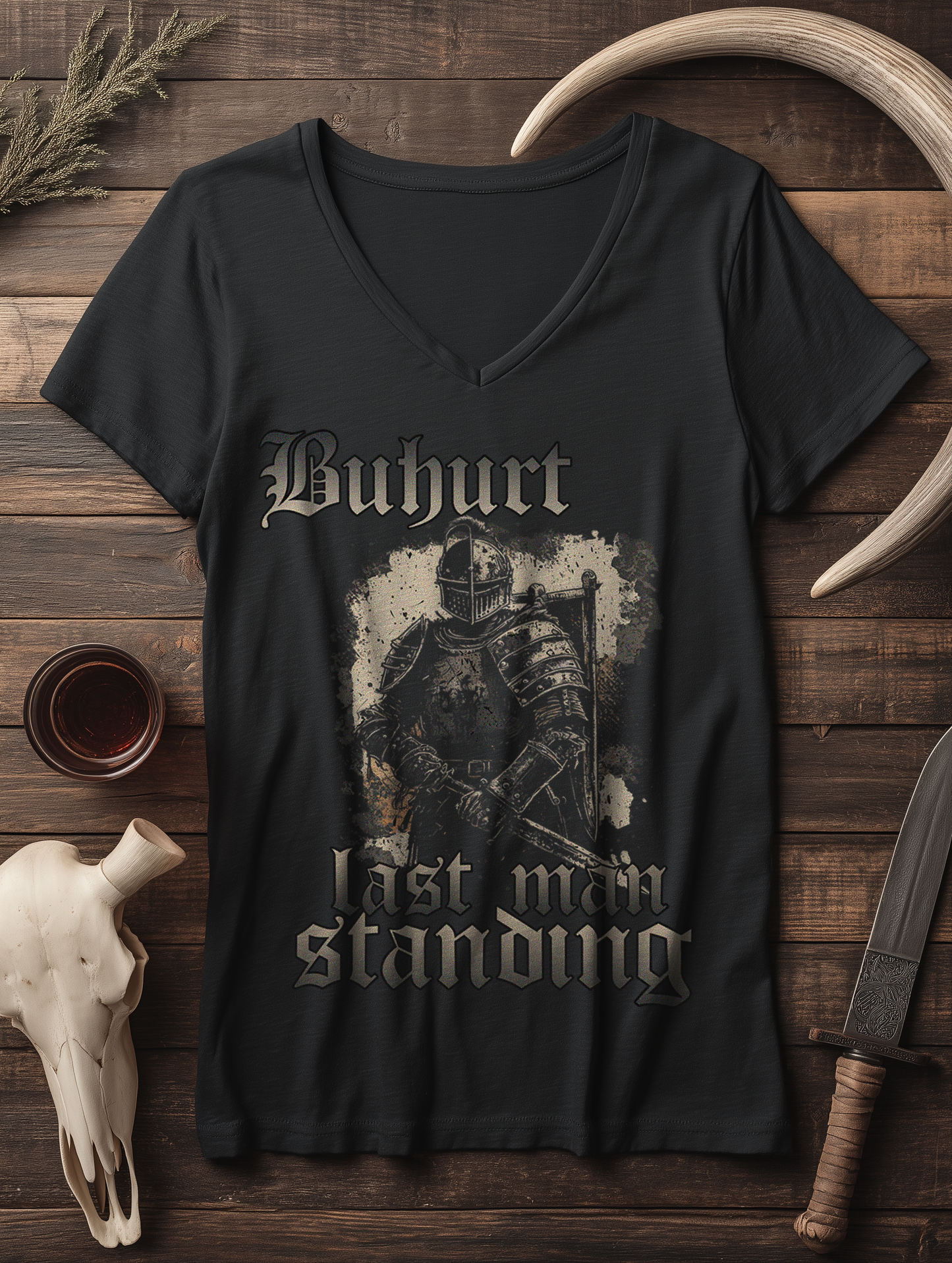 Buhurt – Last Man Standing | Damen Bio V-Neck T-Shirt