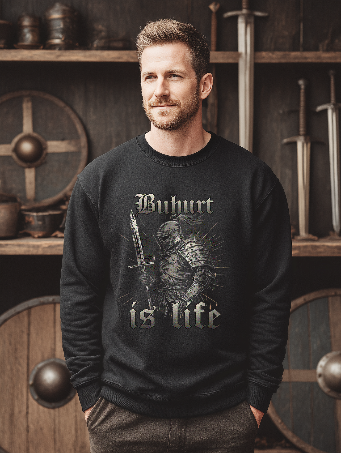 Buhurt Herren Premium Sweatshirt | Buhurt Is Life | Bouhourt Herren Pullover
